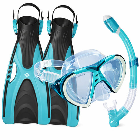 Hawaii Divers Leilani Adult Snorkel Set in turquoise & black