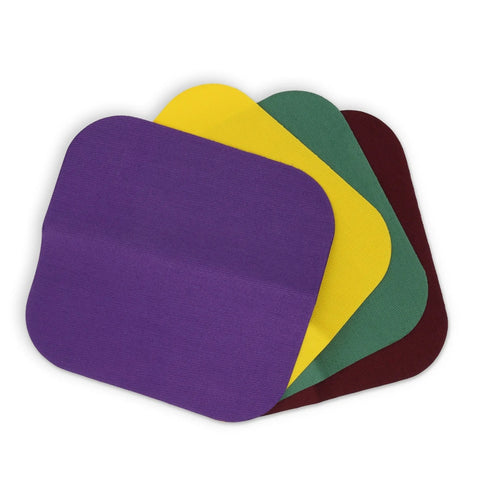 Dritz twill iron-on patches in purple, gold, green & maroon