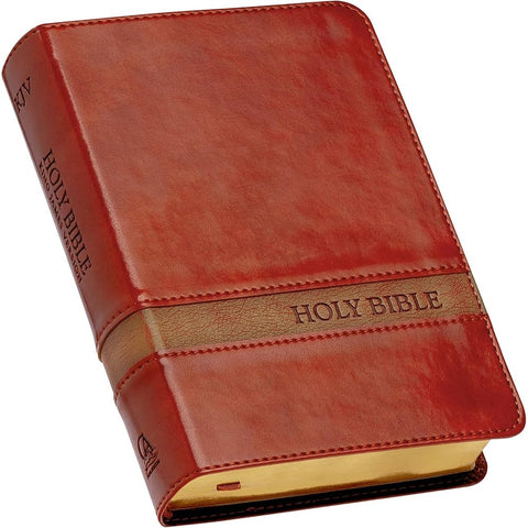 Two-tone Brown Faux Leather Large Print Compact King James Version Bible KJV034
