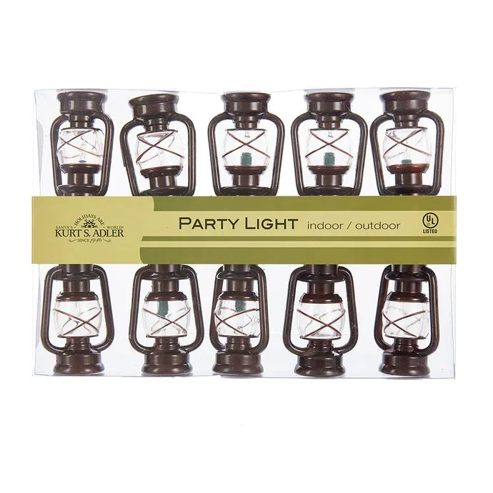 Kurt Adler UL 10-Light Brass Lantern Light Set