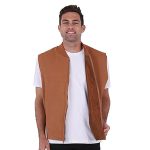 Brown Men's Quilt Lined Cotton Vest V6021