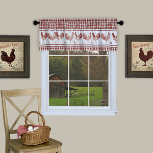 Red rooster valance curtain
