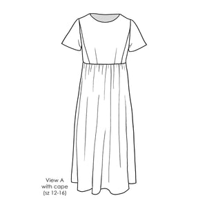 Girls' Slim Dress Patterns View A with cape