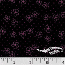 Standard Weave Doodle Flowers Poly Cotton Fabric Violet
