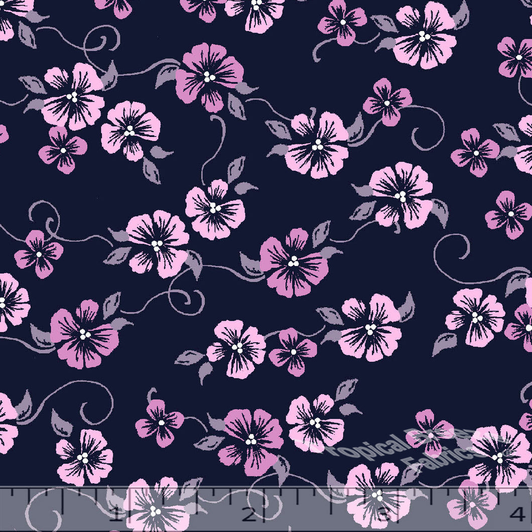 Violet floral dress fabric