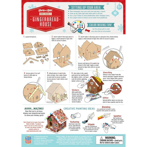 Holiday Craft Kit - Buildable Gingerbread House Wood Paint Kit 21847