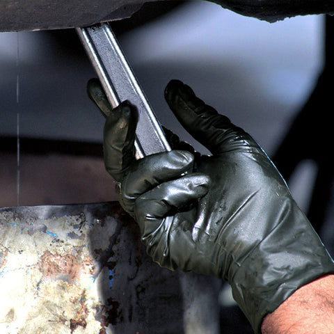 Hand with glove on