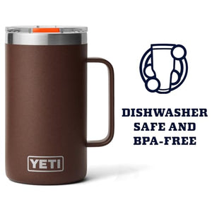 Wetlands Brown Yeti Rambler 24 oz mug with handle