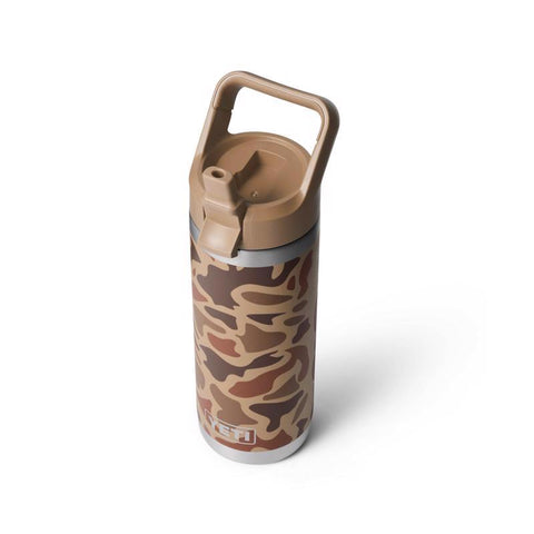Yeti Rambler bottle with straw cap 18 oz in wetlands camo