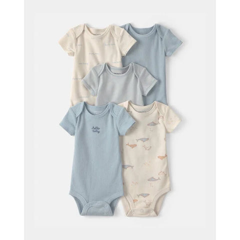 hello baby whale, Baby Boys' 5-Pack Short-Sleeve Bodysuits 1V