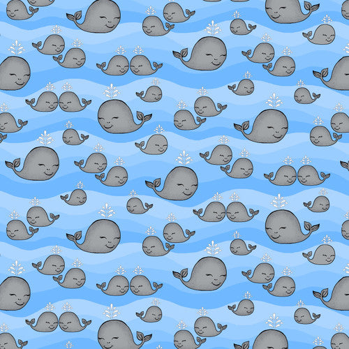 Whales Cotton Flannel Fabric 1048-11