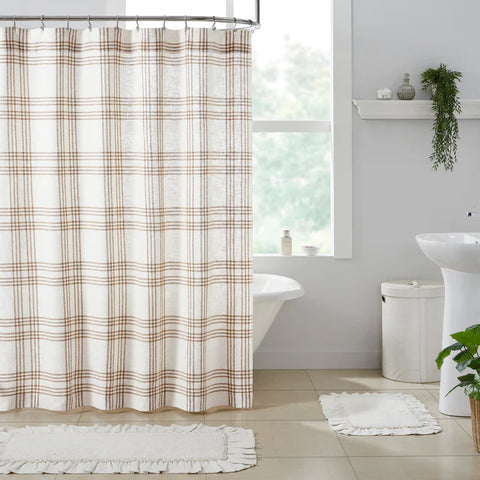 wheat, Plaid Shower Curtain 80