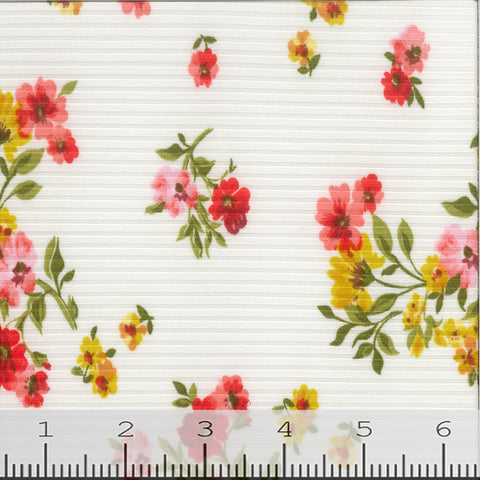 white, Savannah Floral Rib Knit Fabric FA152