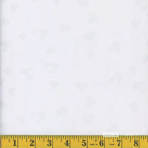 white, Puff Polyester Solid Hearts Fabric 1377