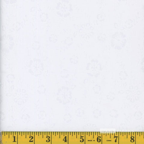 white, Puff Polyester Floral Fabric 1409