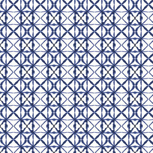 Indigo Splash Collection Ikat Diamond Tile Cotton Fabric 15715 white