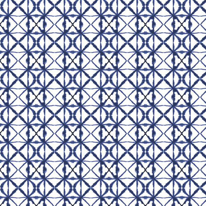 Indigo Splash Collection Ikat Diamond Tile Cotton Fabric 15715 white