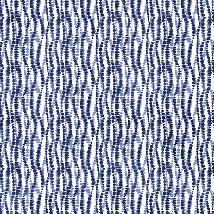 Indigo Splash Collection Wavy Dots Cotton Fabric 15716 white