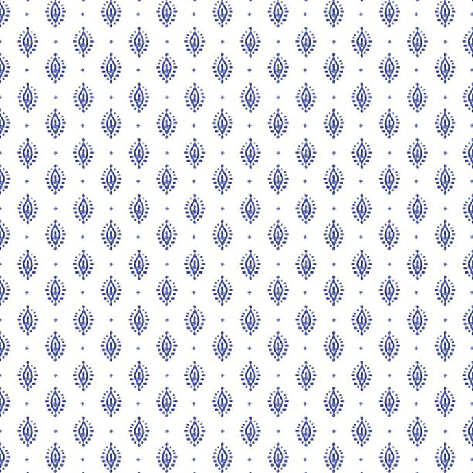 Indigo Splash Collection Petite Medallion Cotton Fabric 15717 white