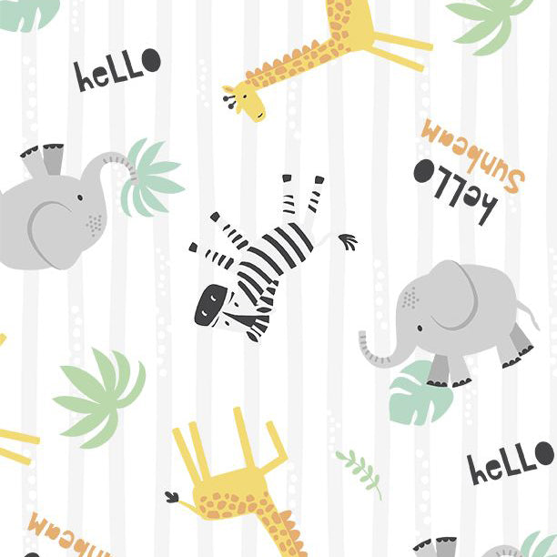 
Hello Sunshine Collection Large Animal Toss Cotton Fabric white