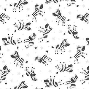 Hello Sunbeam Collection Zebra Toss Cotton Fabric White