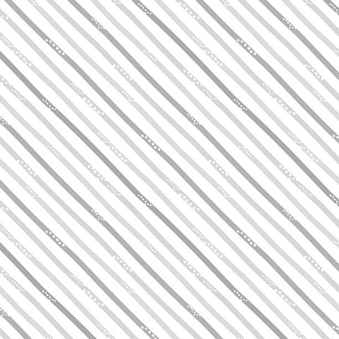 Hello Sunbeam Collection Diagonal Stripes Cotton Fabric White