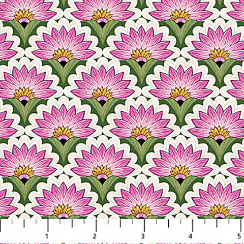 Water Lilies Collection Scallops Cotton Fabric white