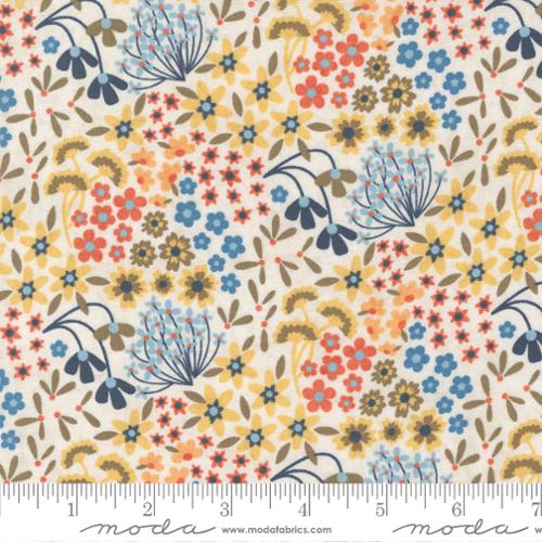 Nutmeg Collection Small Floral Cotton Fabric white