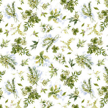 Among the Branches Collection Foliage All Over Cotton Fabric white