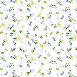 Among the Branches Collection Florals and Leaves Cotton Fabric white