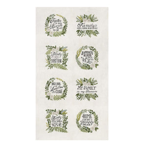 Happiness Blooms Cotton Fabric Panels white