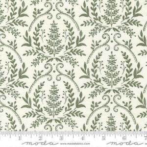 Happiness Blooms Collection Fern Damask Cotton Fabric white