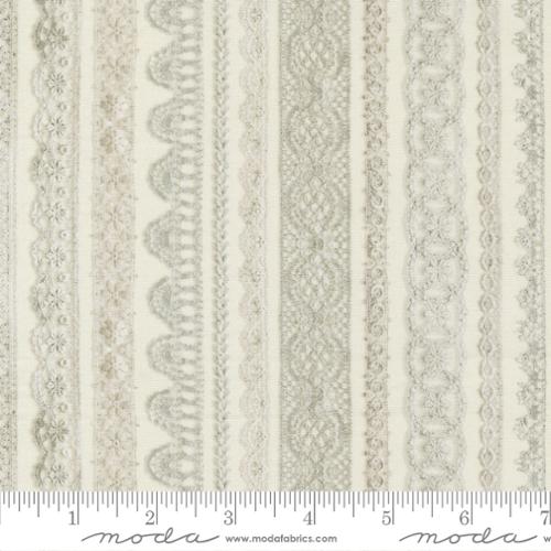 Junk Journal Collection Lace Stripes Cotton Fabric White