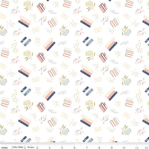 Between the Pages Collection Bookish Life Cotton Fabric C15371 white