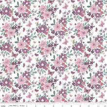 Buds and Butterflies Collection Floral Cotton Fabric C15350 white
