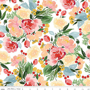 Mon Cheri Collection Floral Print Cotton Fabric Cotton white