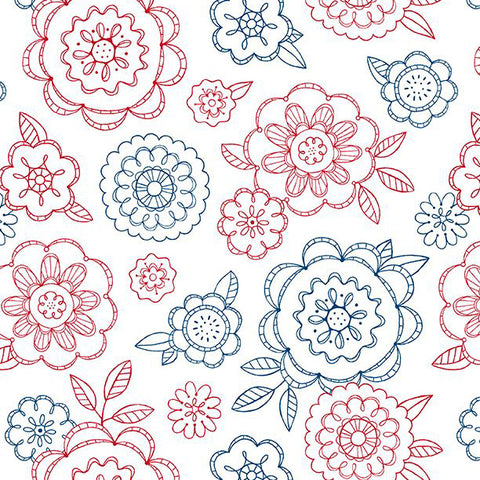 Colors of Summer Collection Large Floral Cotton Fabric 23703 white