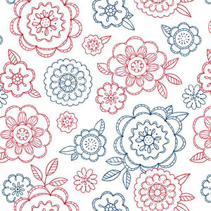 Colors of Summer Collection Large Floral Cotton Fabric 23703 white