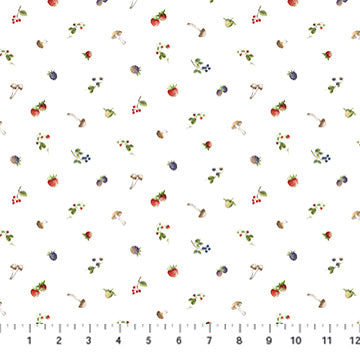 white, Country Mouse Collection Tiny Fruit Cotton Fabric DP29011