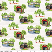 White, Covered Bridges Collection Cotton Fabric CD15820