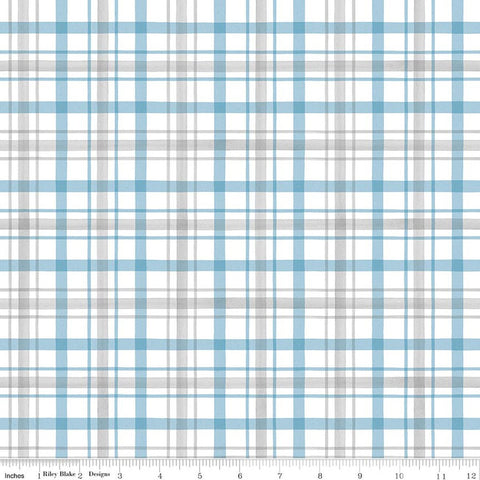 white, Covered Bridges in Winter Collection Plaid Cotton Fabric CD1800