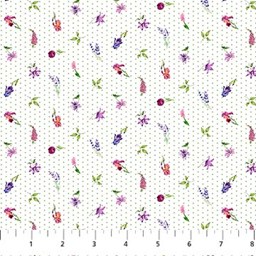 Deborahs Garden Collection Floral Dots Cotton Fabric DP25596 white