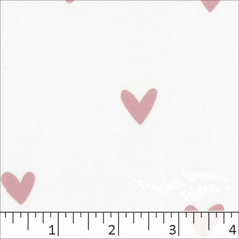 white, Double Brushed Heart Print Knit Fabric 572613