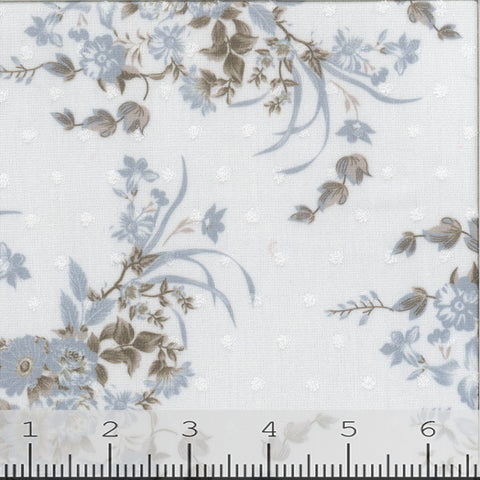 white, Fashion Floral Print Fabric CA-197