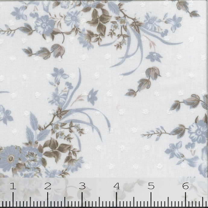 white, Fashion Floral Print Fabric CA-197