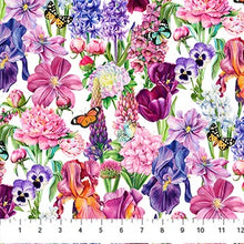 Deborahs Garden Collection Flowers and Butterflies Cotton Fabric DP25590 white