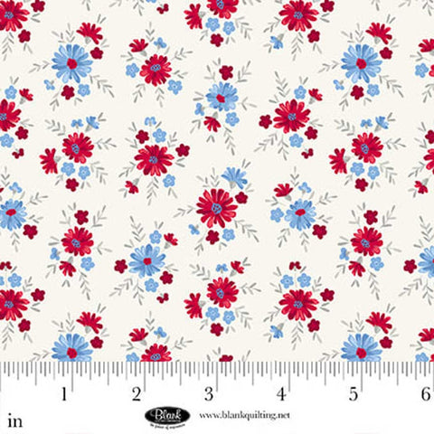 white, Front Porch Charm Flowers Cotton Fabric 4699