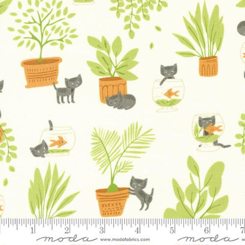 Here Kitty Kitty Collection Mischievous Kitty Cotton Fabric 20831 white