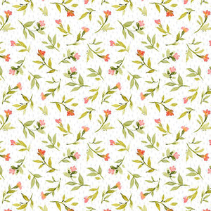 Hummingbird Floral Collection Floral Toss Cotton Fabric 3023-39831 white
