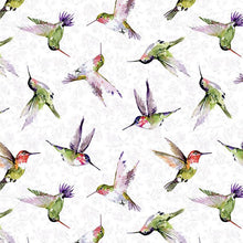 Hummingbird Floral Collection Hummingbird Toss Cotton Fabric 3023-39830 white
